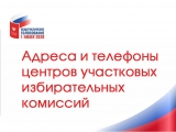 Адреса и телефоны центров участковых избирательных комиссий Адреса и телефоны центров участковых избирательных комиссий